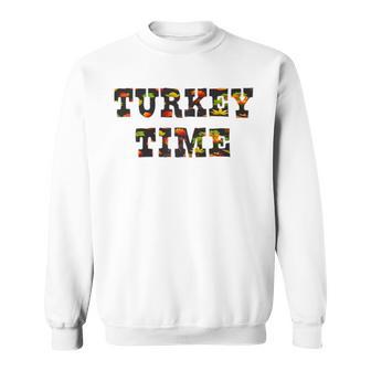Trendy Turkey Time Thanksgiving Kids Raglan Baseball Tee Sweatshirt - Monsterry