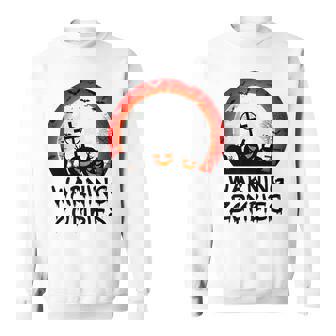 Warning Zombie Graveyard With Scary Pumpkins Halloween Sweatshirt - Monsterry