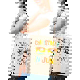 Christmas In June Sunglasses Summer Vacation Xmas Tote Bag - Monsterry