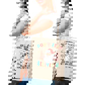 Don't Stop Believing Santa Claus Christmas Xmas Saying Tote Bag - Monsterry