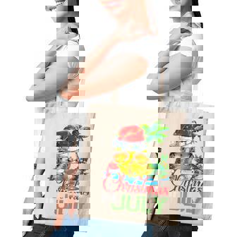 Softball Santa Hat Hawaiian Christmas In July Summer Tote Bag - Monsterry