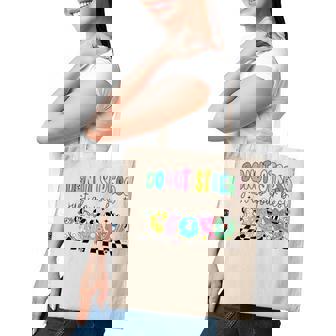 Groovy Donut Stress Just Do Your Best Retro Teacher Test Day Tote Bag - Monsterry