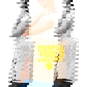 Purple Gold Game Day High School Volleyball Group Team Tote Bag - Monsterry