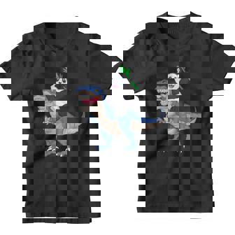 Panda Riding Dinosaur Youth T-shirt - Monsterry