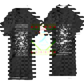 Ugly Christmas Sweater Kids Jesus Skiing Youth T-shirt - Monsterry