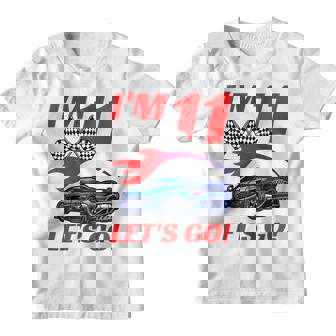 Kids 11 Year Old 11Th Racing Racecar Birthday Party Boys Girls Youth T-shirt - Monsterry