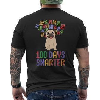 100 Days Smarter 100Th Day Of School Outfit Dog Lover Pug Men's T-shirt Back Print - Monsterry