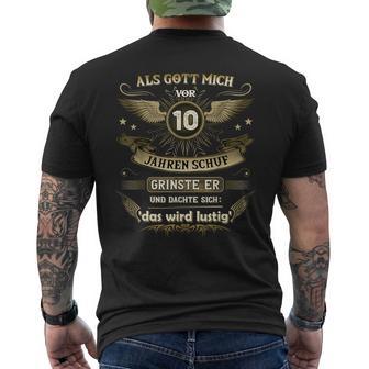 10Th Birthday Als Gott Michor 10 Jahre Schuf Grinste Er Grins T-Shirt mit Rückendruck - Geschenkecke