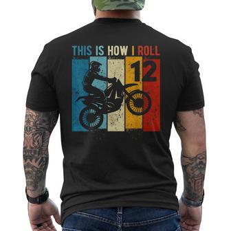 12 Year Old Birthday Boy Motocross 12Th Birthday Dirt Bike Men's T-shirt Back Print - Monsterry