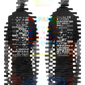 21 Countries Speak Spanish Hispanic Heritage Heart Flags Men's T-shirt Back Print - Monsterry
