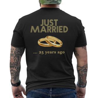 25 Aniversario De Boda Just Married 25 Años Atrás Camiseta Hombre Estampado Espalda - Regaloses