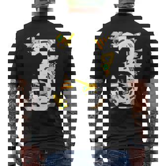 3Rd Construction Birthday Party Excavator Boys 3 Years Old Men's T-shirt Back Print - Thegiftio UK