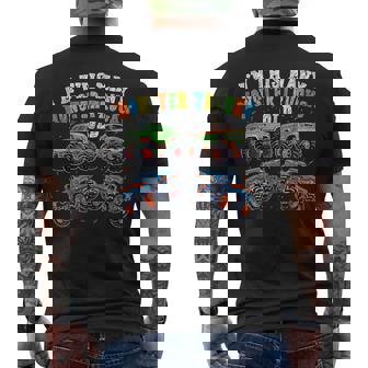 4Th Birthday 4 Years Old I'm This Many Monster Trucks Old Men's T-shirt Back Print - Monsterry