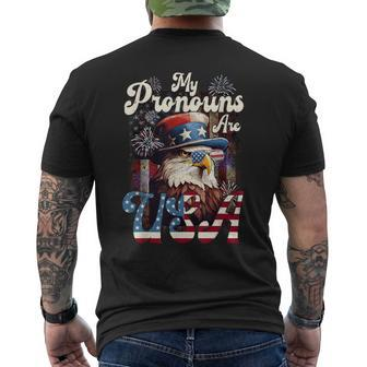 4Th Of July Eagle Pride My Pronouns Are Usa For All Ages Men's T-shirt Back Print - Monsterry DE