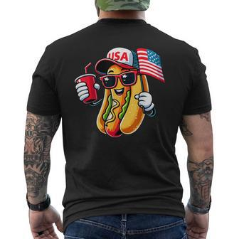4Th Of July Hotdog Patriotic Usa Flag Men's T-shirt Back Print - Monsterry DE
