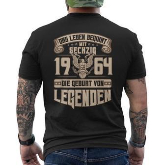 60Th Birthday Life Beginnt Mit 60 Jahrgang 1964 Anniversary T-Shirt mit Rückendruck - Geschenkecke