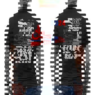All Aboard The Trump Train 2024 American Flag Trump 2024 Men's T-shirt Back Print | Mazezy