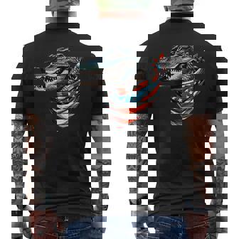 Alligator Gator American Flag Fourth Of July America Men's T-shirt Back Print - Thegiftio UK