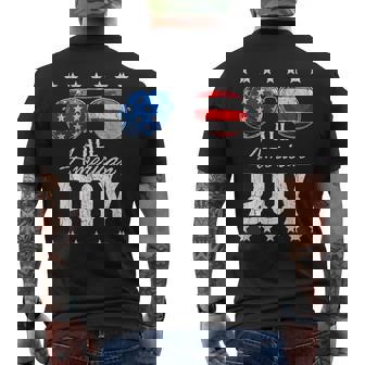 All American Boy Usa Flag Sunglasses 4Th Of July Boys Men's T-shirt Back Print - Thegiftio