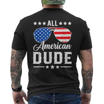 All American Dude 4Th Of July Patriotic Usa Matching Men's T-shirt Back Print - Monsterry UK