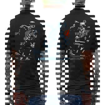 American Football Skeleton Boys Football Fan Halloween Men's T-shirt Back Print - Thegiftio