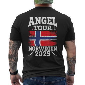 Angel Tour Norway 2025 Fishing Team Norway Flag Angler T-Shirt mit Rückendruck - Geschenkecke