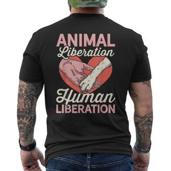 Animal Liberation Human Liberation Animal Lover Zoo Keeper Men's Back Print T-Shirt - Monsterry