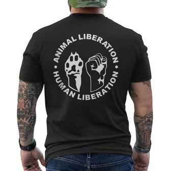 Animal Liberation Human Liberation Animal Rights Tank Top Men's Back Print T-Shirt - Monsterry