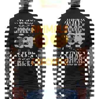 The Only Animals I Eat Are Crackers Vegan Vegetarian Men's T-shirt Back Print - Thegiftio UK