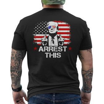 Arrest This Trump Fingers Pro Trump Flag American On Back Men's T-shirt Back Print - Monsterry UK