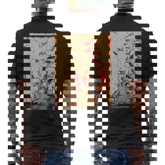 Arte Giapponese Woodblockintage Allegro Fiore E Uccelli T-shirt da uomo con stampa posteriore - Novitaregali