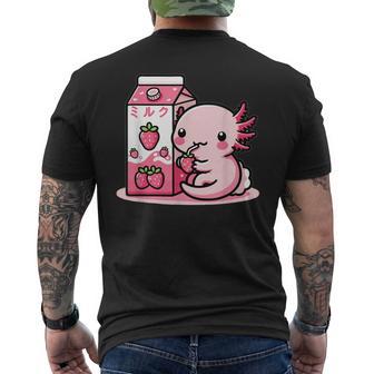 Axolotl Strawberry Milk Retro Kawaii Japan Axolotl T-Shirt mit Rückendruck - Geschenkecke