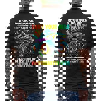 Back To School Kindergarten Monster Truck First Day Boys Men's T-shirt Back Print | Mazezy