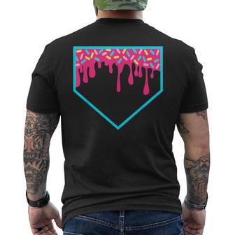 Baseball Ice Cream Dripping Baseball Home Plate Drip Men's T-shirt Back Print - Thegiftio UK