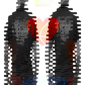 Basketball Heart Valentines Day I Love You Emoticon Men's T-shirt Back Print - Monsterry