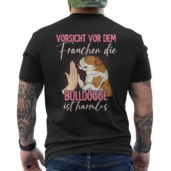 Beware Of The Frauchen Bulldog T-Shirt mit Rückendruck - Geschenkecke