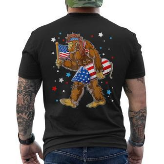 Bigfoot 4Th Of July Usa Flag Fireworks Men's T-shirt Back Print - Monsterry DE