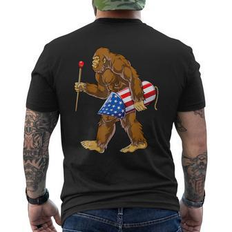 Bigfoot Fireworks 4Th Of July Sasquatch American Flag Us Men's T-shirt Back Print - Monsterry DE