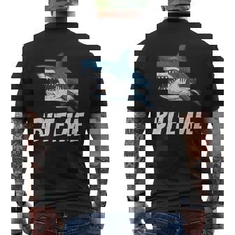 Bite Me Shark Lover Ocean Wildlife Summer Sea Week Awareness Men's T-shirt Back Print - Thegiftio UK