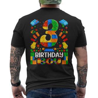 Blocchi Di Costruzione Di 3 Anni 3 ° Compleanno Ragazzo Costruttore Di Mattoni T-shirt da uomo con stampa posteriore - Novitaregali