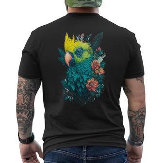 Blumen Papagei T-Shirt mit Rückendruck - Seseable