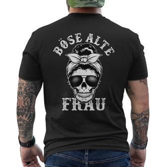 Böse Alte Frau Unordentlicher Brötchenschädel T-Shirt mit Rückendruck - Geschenkecke