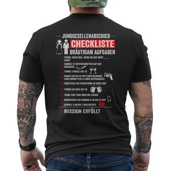 Bräutigam Jga Aufgaben Checkliste Stag Party T-Shirt mit Rückendruck - Seseable