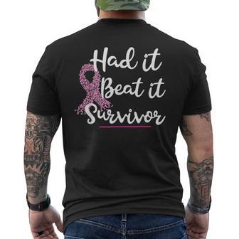 Breast Cancer I Had It I Beat It Survivor Pink Ribbon Men's T-shirt Back Print - Thegiftio UK