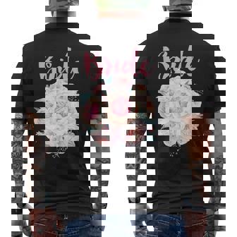 Bride Peonies Bouquet Shirt For Matching Wedding Party Men's Back Print T-Shirt - Monsterry