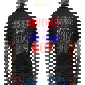 Brother Of The Birthday Boy Costume Spider Web Bday Party Men's T-shirt Back Print - Thegiftio UK