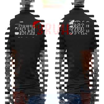 Bruh Christmas Plaid Teens Boys Kids Xmas Pajamas Men's Back Print T-Shirt - Monsterry