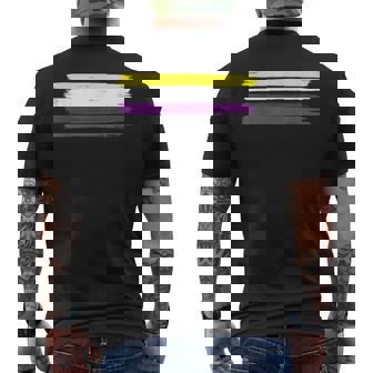 Brush Painting Gay Pride Month Lgbtq Flag Non Binary Men's T-shirt Back Print - Thegiftio UK
