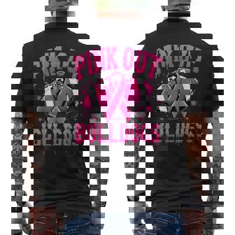 Bulldog Pink Out Football Tackle Breast Cancer Awareness Men's T-shirt Back Print - Thegiftio UK
