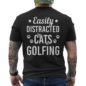 Cat Lover Golf Lover Cats And Golfing Golfer Cat Men's Back Print T-Shirt - Monsterry